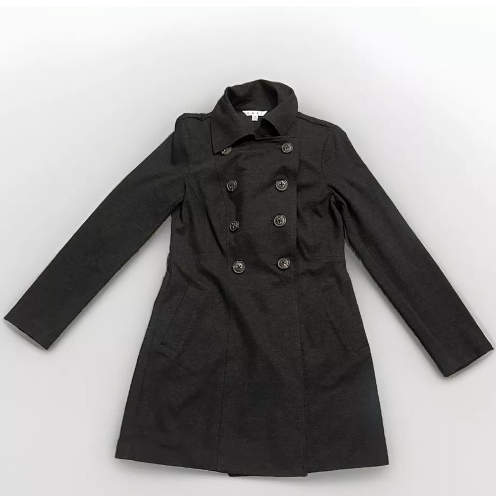 CAbi Style #648 Ponte Casablanca Double Breasted Trench Coat Jacket Gray Size XS